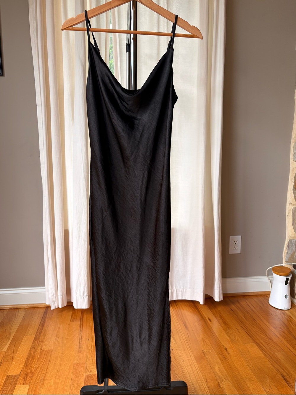 Justify Black Cowl Neck Midi Slip Dress